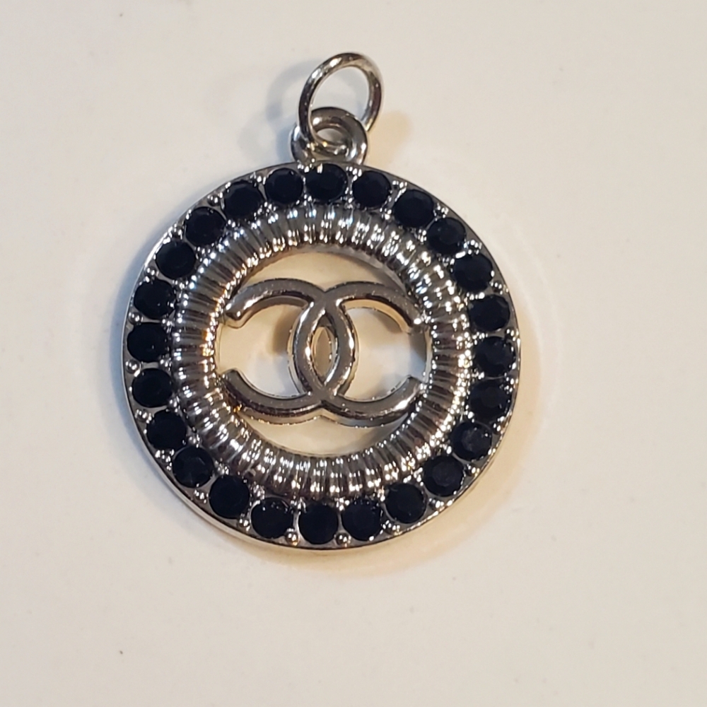SILVER TONED BLACK CC Charm